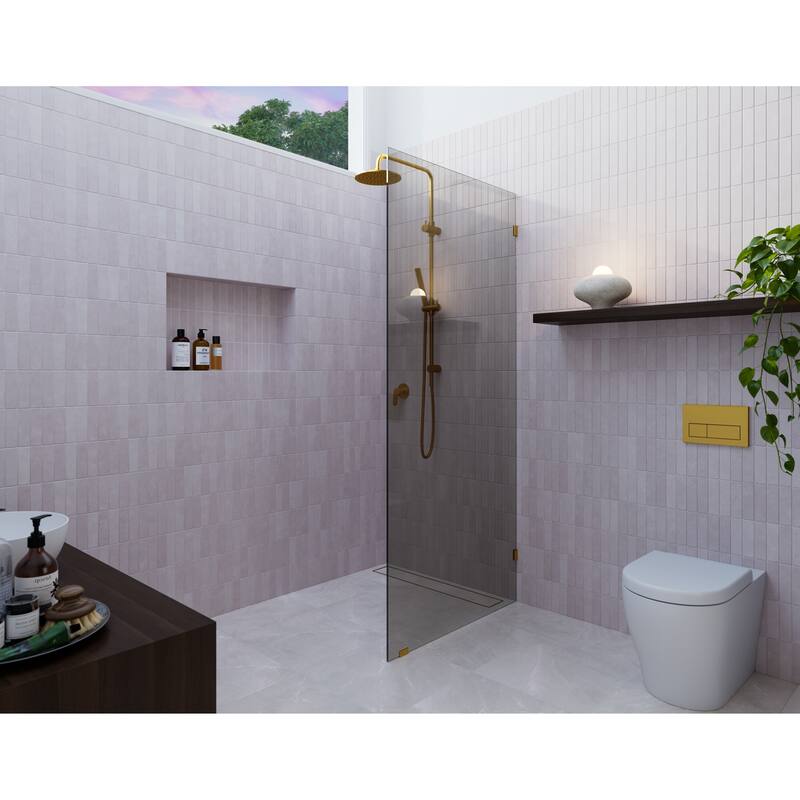 Ursa 30 in. x 78 in. Fully Frameless Glass Shower Panel - Single Fixed Panel with Gray Tint