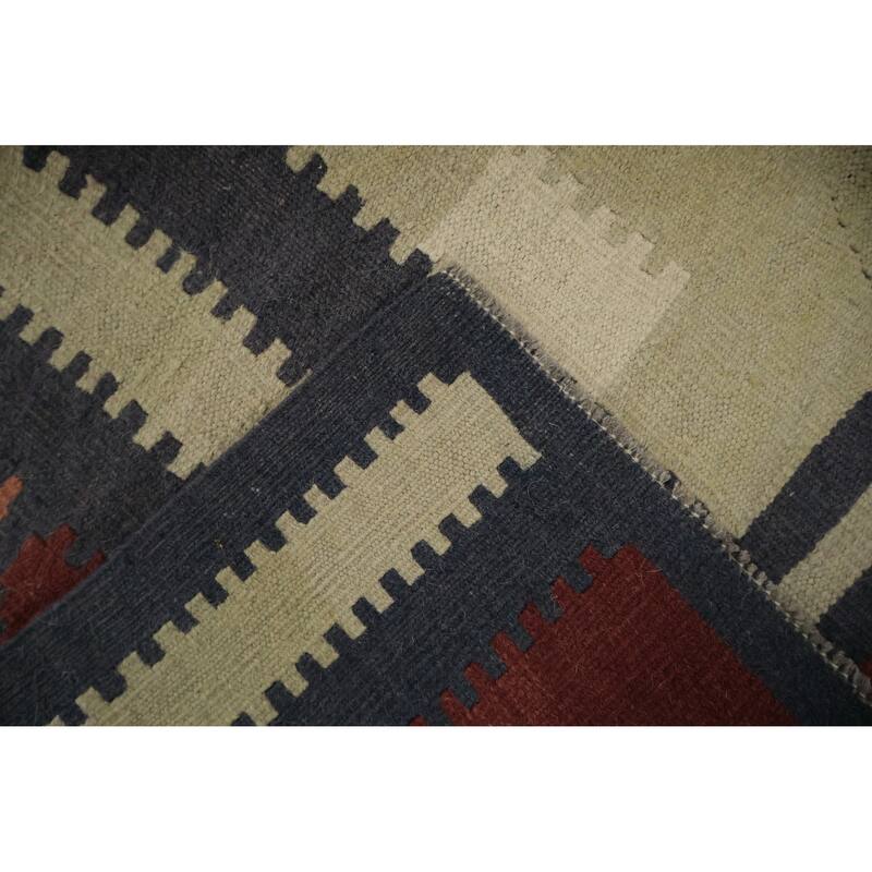 Hand Woven Oriental 100% Wool Carpet Southwestern Tribal Multi-Colored Kilim Area Rug - 11' 7'' X 8' 2''