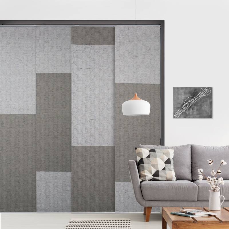 GoDear Design Natural Woven Adjustable Sliding Panel Track Blinds, Vertical Blinds, City Series, 45.8"- 86" W x 96" L