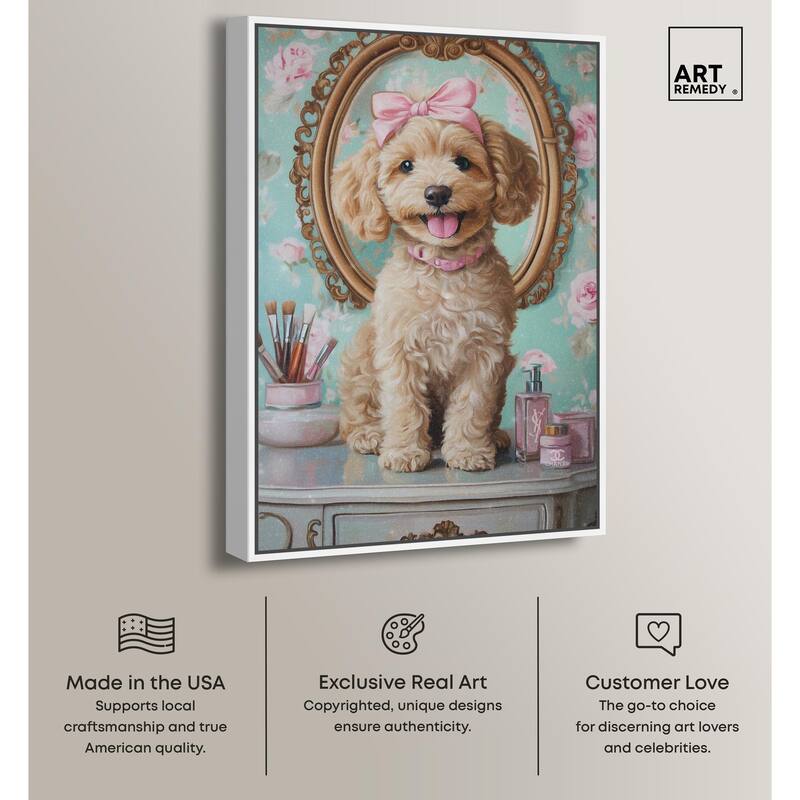 Puppy at the Vanity Canvas by Art Remedy