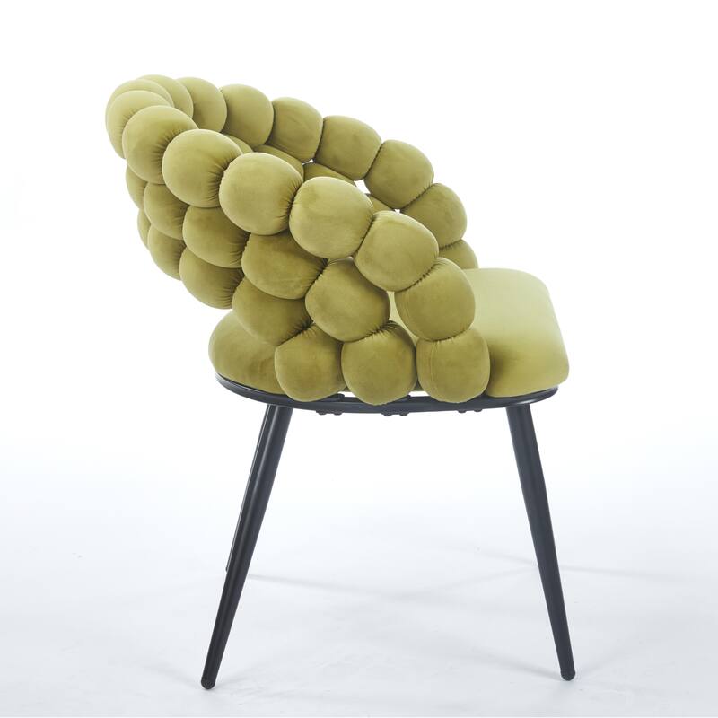 Fabric Modern Chairs (Set of 2) with Golden Iron Tube Legs, Soft Cushions, and Comfortable Backrest