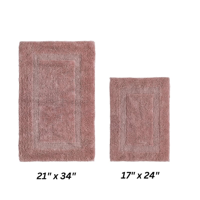 Better Trends Bath Rugs Set 100% Cotton Reversible Water Absorbent Bathroom Rug for Shower, Sink, Bath Mats - Lux Collection