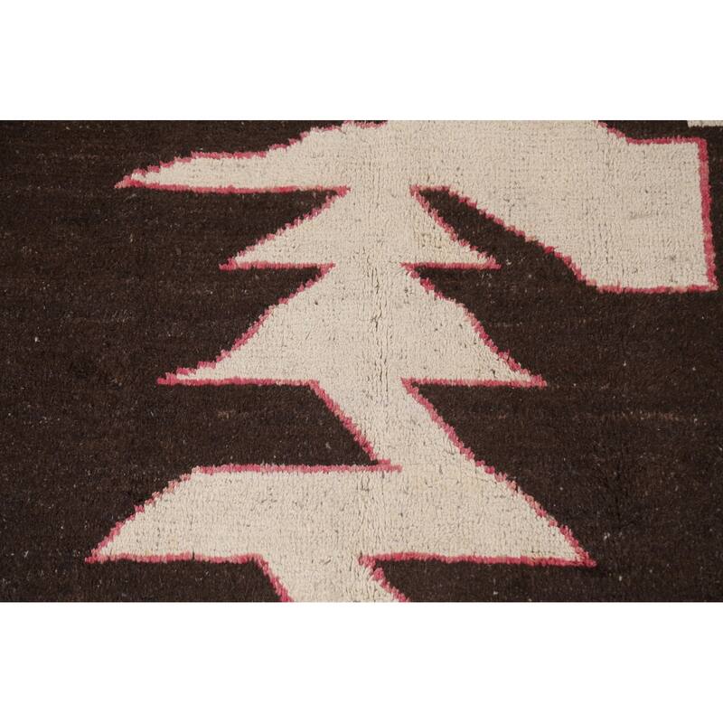 Modern Abstract Moroccan Oriental Area Rug Hand-knotted Wool Carpet - 5'11" x 9'10"