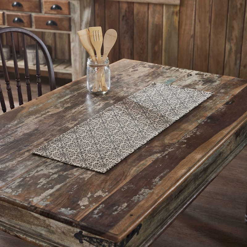 Custom House Black Tan Jacquard Runner 12x36