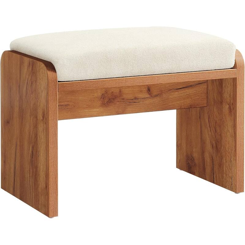 Entryway Bench, Upholstered Shoe Stool with Removable Cushion, H-Shaped Wooden Ottoman