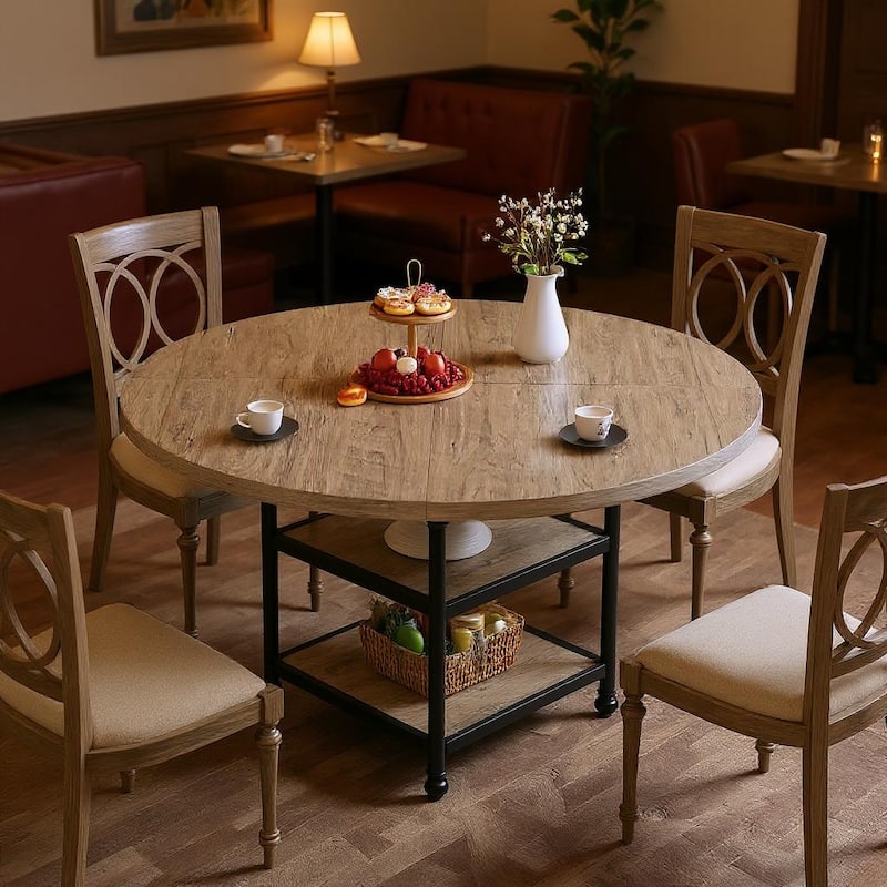 47.2 Inch Round Dining Table for 4 People - Grey