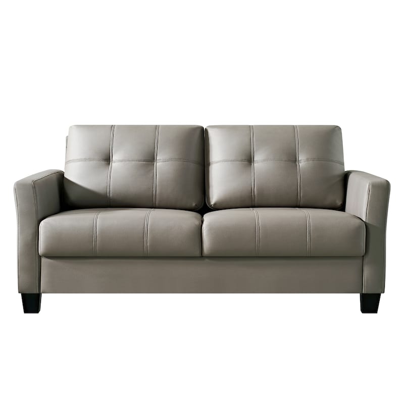Ainfox 57.50'' Faux Leather Loveseat - Light Brown