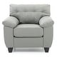 preview thumbnail 1 of 2, Leather Tufted Upholstered Accent Chair - 36" - Gray