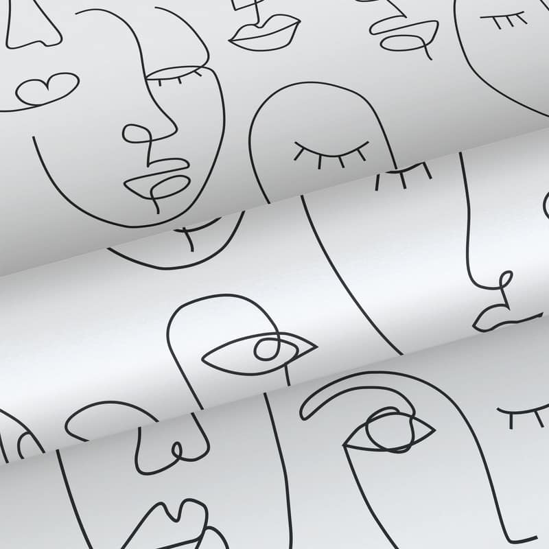 ESTA Home ESTA Home Sharona White Line Art Faces Wallpaper