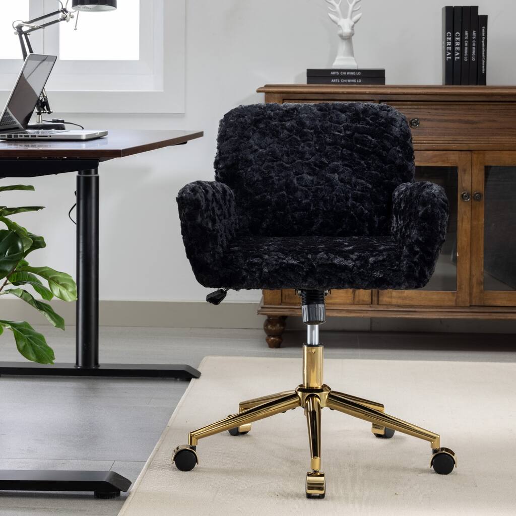 Featured Upholstered Study Chair Office Chair, Armchair Home Computer Chair Swivel Chair with Casters