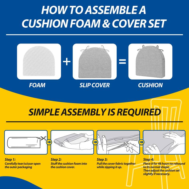 AAAAAcessories 17 in. X 16 in.Indoor Strap Non-slip Chair Cushion for Multi-scenario Setups (2 Pack) - N/A