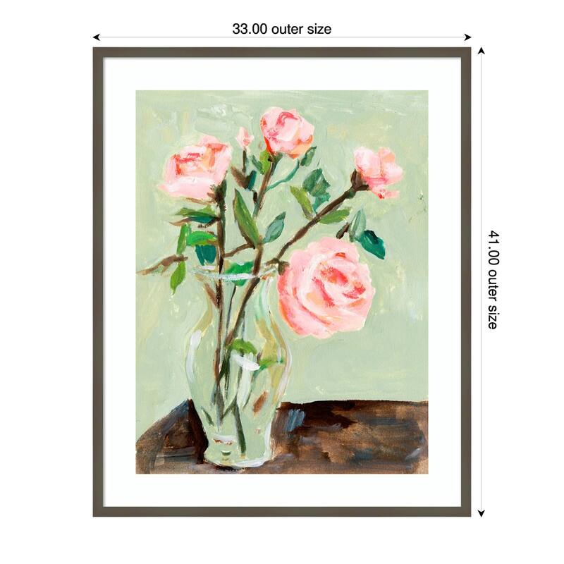 Tender Still Floral No. 2 by Melissa Wang Wood Framed Wall Art Print - Svelte Clay Grey - 33 x 41 in