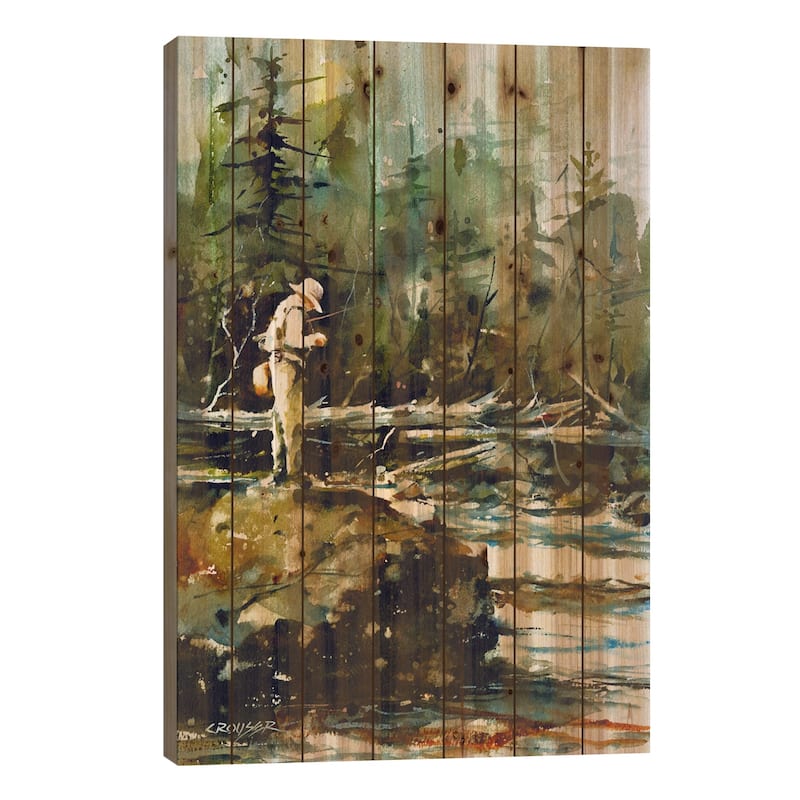 Fishing in the Wild II Print On Wood by Dean Crouser - Multi-Color - 26x18x1.5