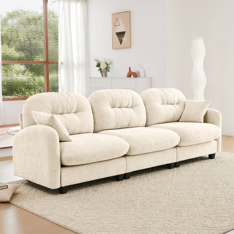 Homy Casa Chenille 3-Seat Modular Sofa, Tufted Back, Ergonomic Couch
