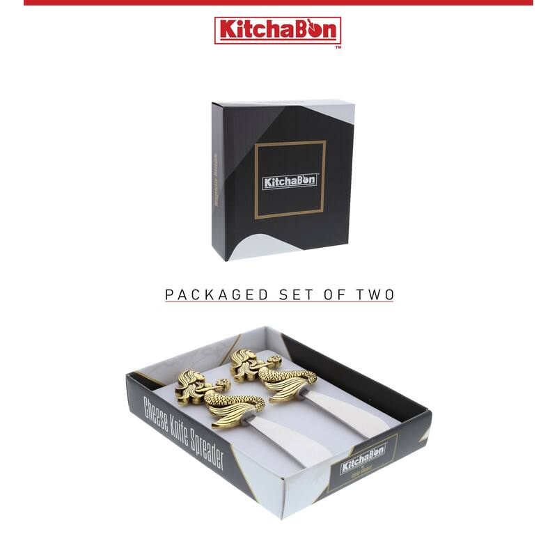 KitchaBon Gold Stainless Steel Cheese Spreader Set of 2 - Mermaid