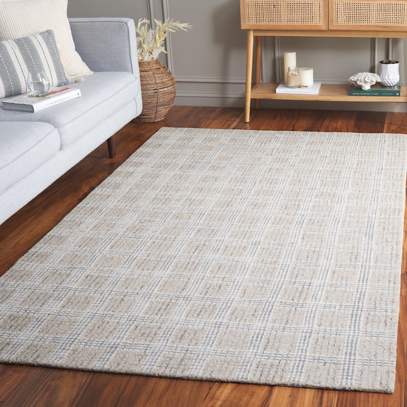 SAFAVIEH Handmade Ebony Judit Modern & Contemporary Wool Rug - 8' x 10' - Silver/Ivory
