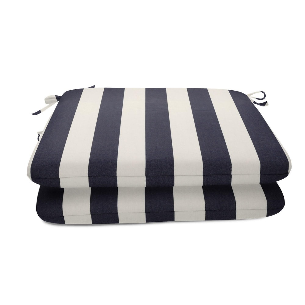 Sunbrella Stripe Fabric 2-Piece Indoor/Outdoor Seat Pad Cushion, 18"W x 18"L