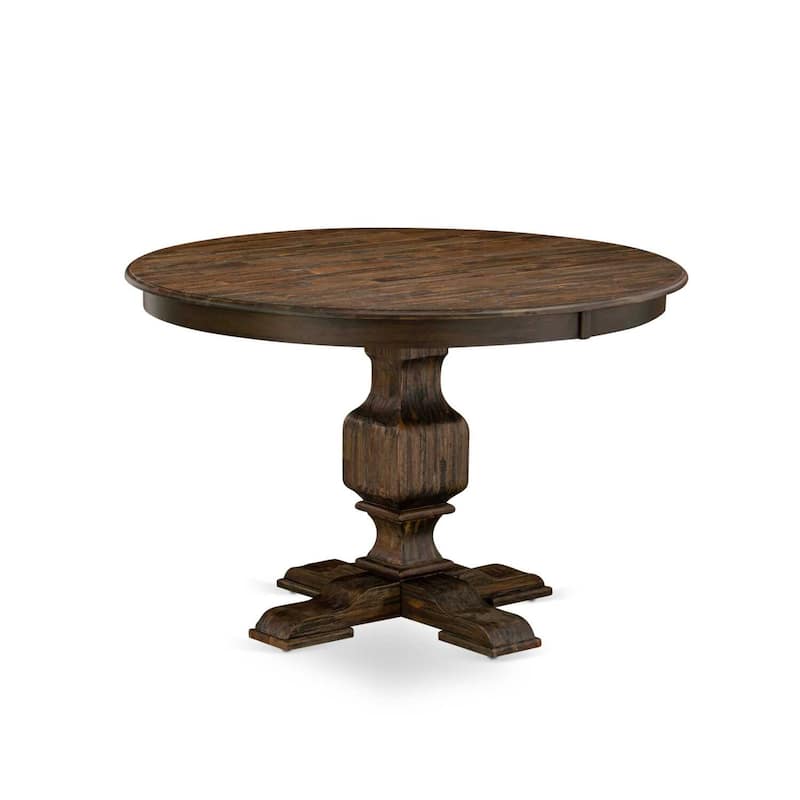 HomeStock 3-Piece Distressed Jacobean Finish Solid Wood Top Dining Table with 2 Chairs