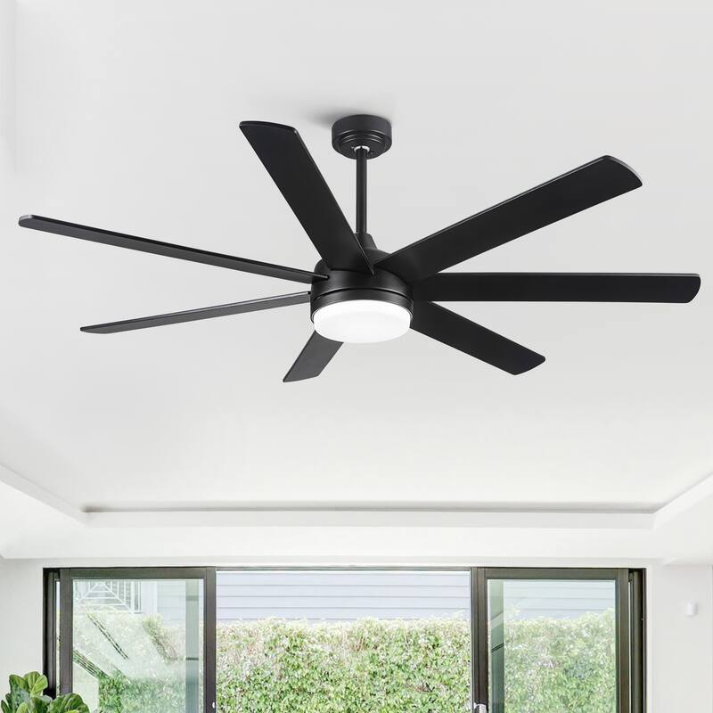YUHAO 72 In. Farmhouse Wooden Ceiling Fan With Reversible Blades and Remote Control