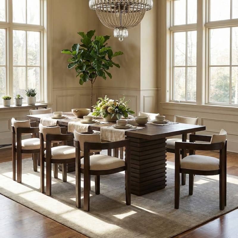 Christopher Knight Home - Modern Upholstered Dining Set - Walnut+Beige
