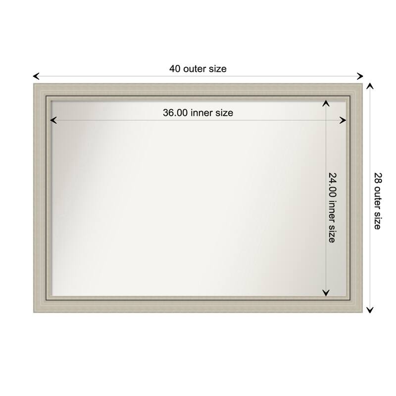 Romano Silver Narrow Framed Non-Beveled Custom Wall Mirror, Bathroom Vanity Mirror - Outer Size: 39.75 x 27.75