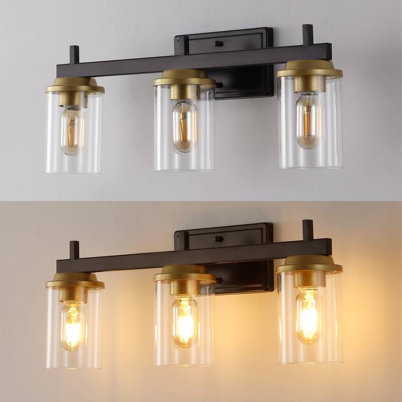 Egan 23.25" 3-Light Farmhouse Industrial Vanity Light with Bathroom Hardware Accessory Set, (5-Piece) by JONATHAN Y