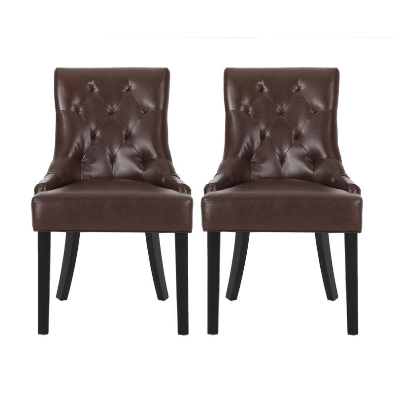 Modern Tufted Diamond Quilted Dining Chairs with Sloping Arms and Upholstered Seat for Dining Rooms, Set of 2