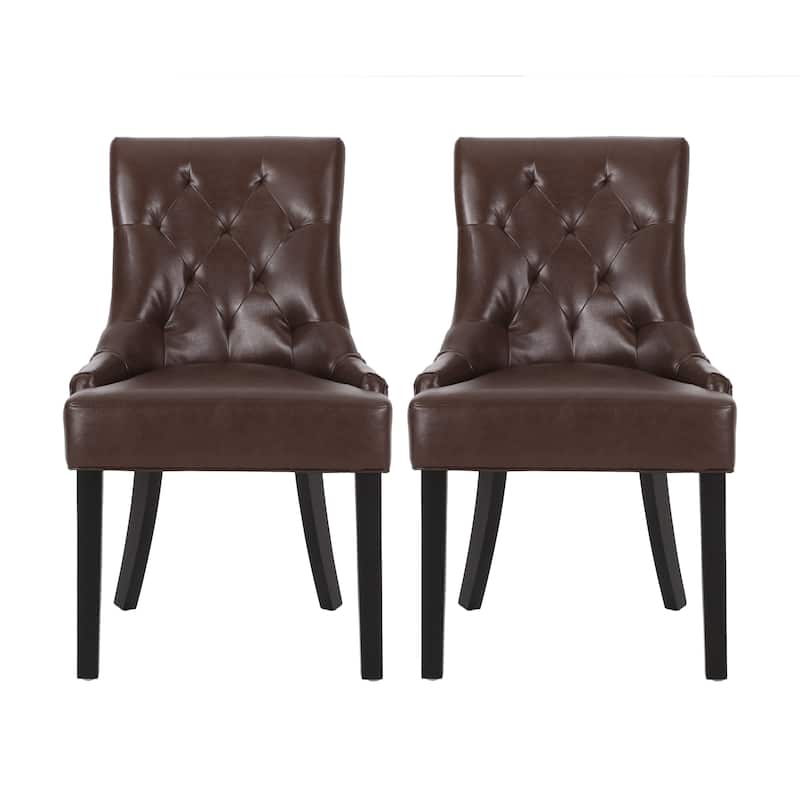 Set of 2 PU-Leather Upholstered Dining Chair with Tapered Legs