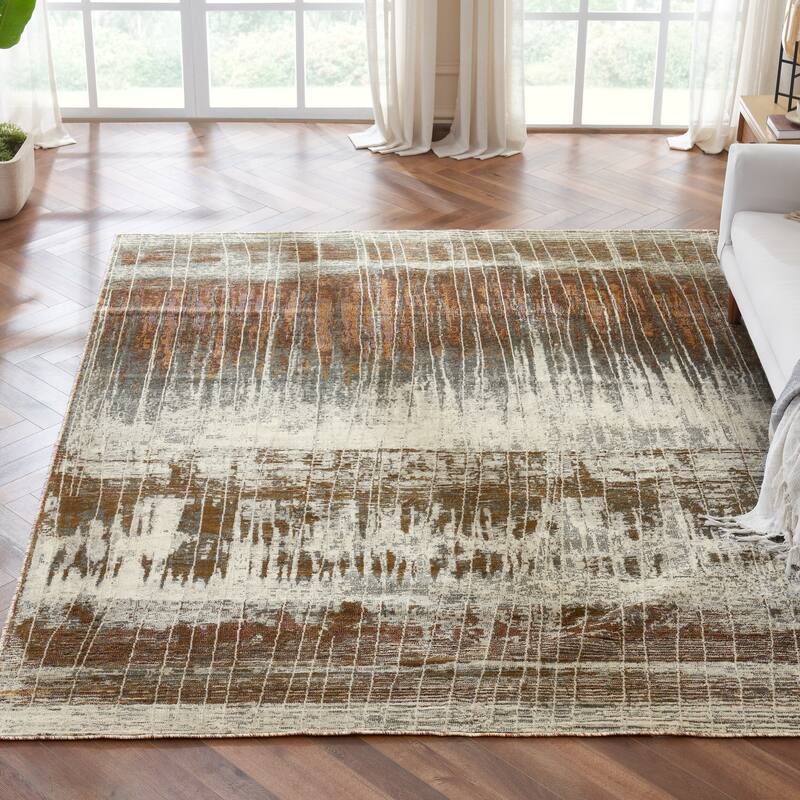 Radiant Horizon Abstract Area Rug - 4' x 6' - Rustic - Rectangle