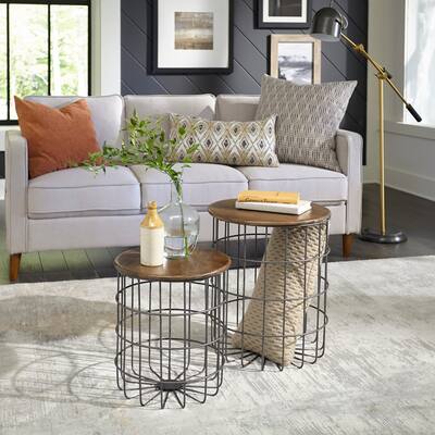 Costello Aged Chestnut Nesting Caged Accent Tables