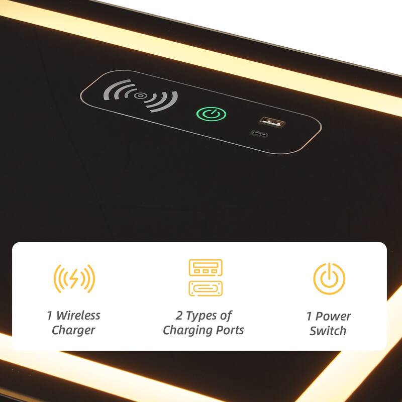 EROMMY Smart Nightstand with Wireless Charging, USB Ports, and Adjustable LED Lighting – Modern Bedside Table with 3 Drawers