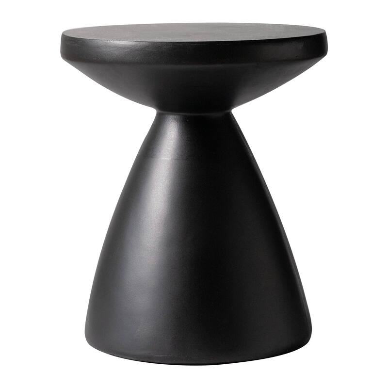 Dune 17-Inch Round Side Table in Fiberstone Accent End Table for Indoor and Outdoor Patio Use - Black