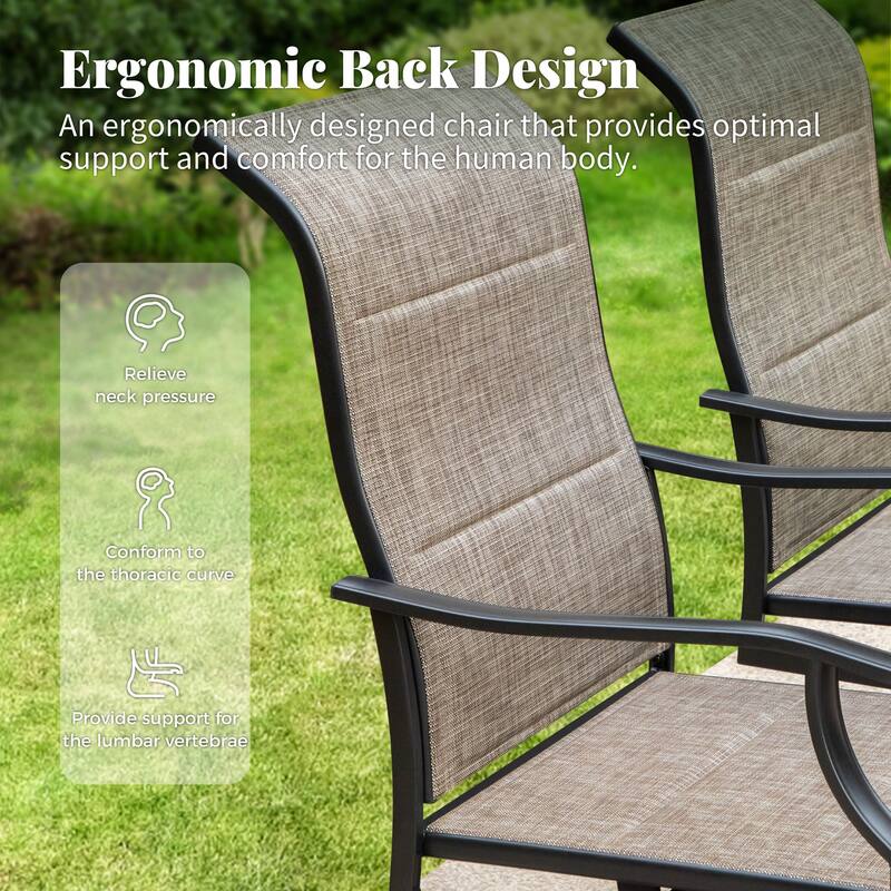 MAISON ARTS 9 Pieces Outdoor Patio Dining Set with Square Table and Textilene Dining Chairs