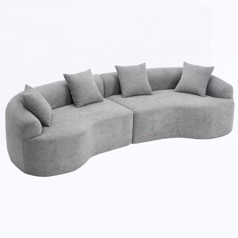Curved Loveseat White Full Compression Sponge Sofa