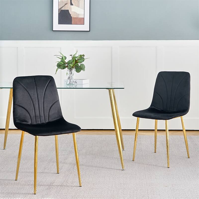 Modern Dining Chair with Gold Metal Legs (Set of 4)