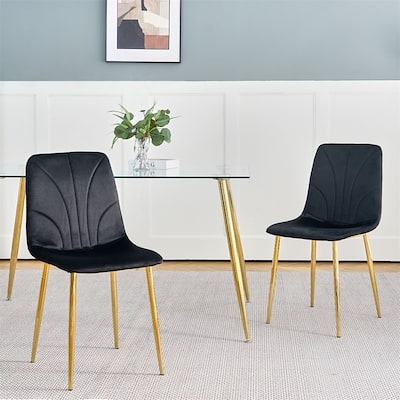 Modern Dining Chair with Gold Metal Legs (Set of 4)
