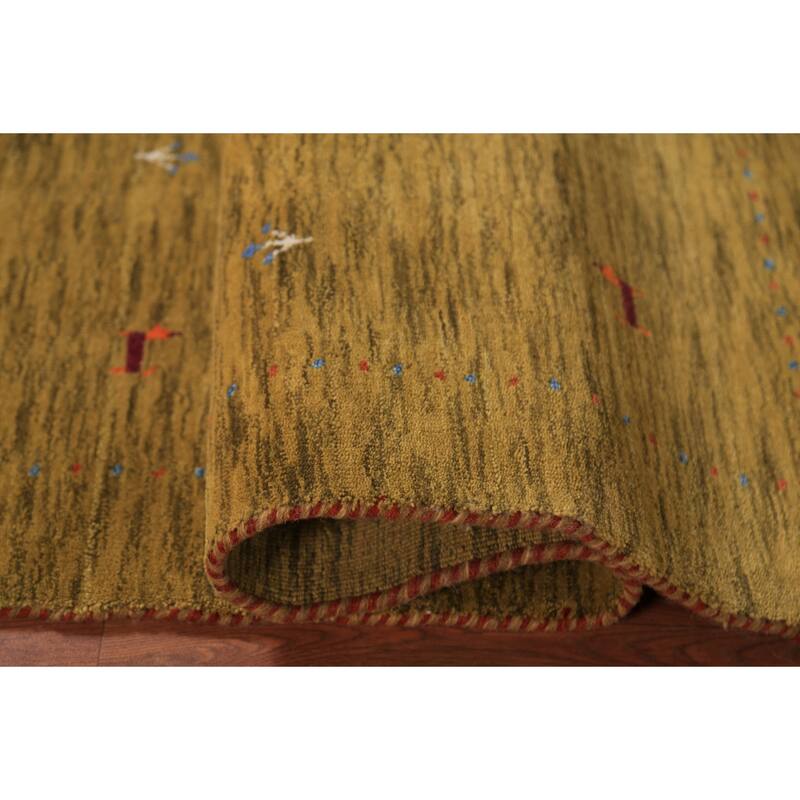 Green Gabbeh Indian Foyer Rug Handmade Wool Carpet - 2'11" x 4'10"