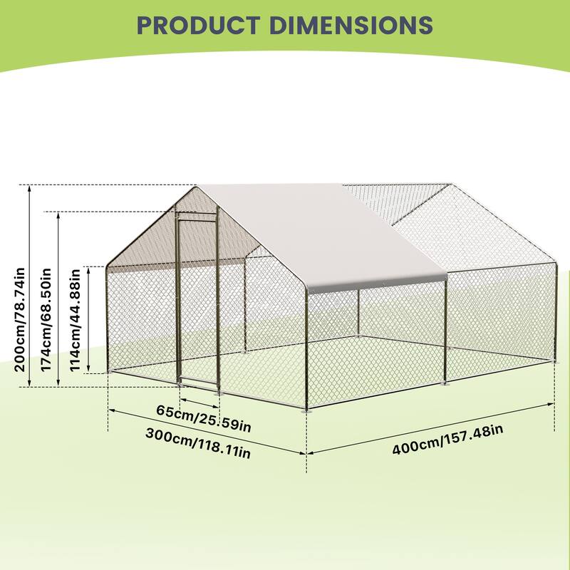 Large Chicken Coop Walk-in Poultry Cage with Waterproof & Anti-Ultraviolet Cover