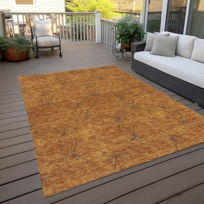 Machine Washable Indoor/ Outdoor Abstract Contemporary Chantille Rug