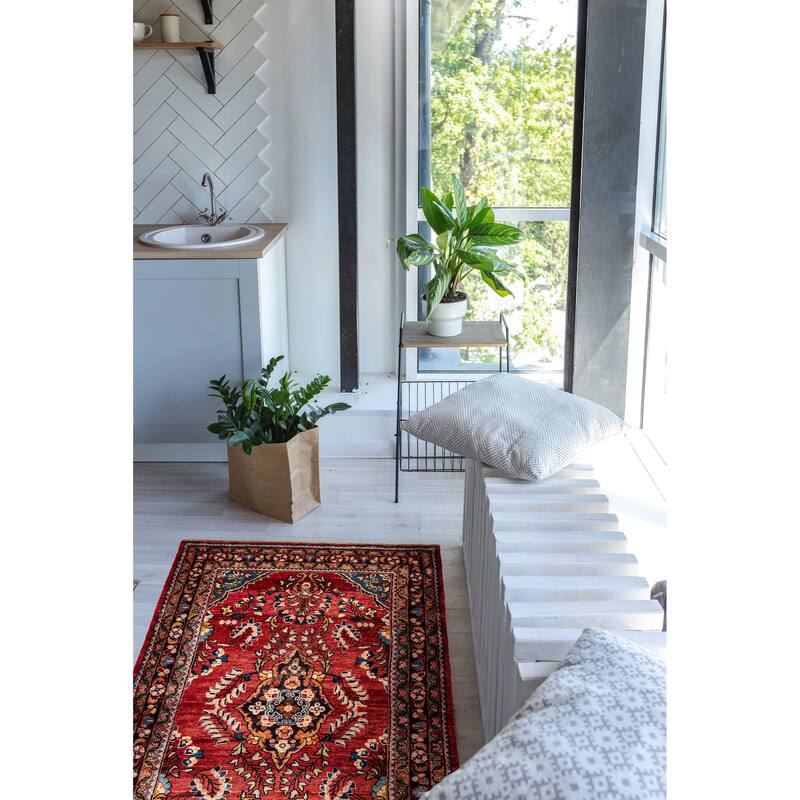 ECARPETGALLERY Hand-knotted Andelz Red Wool Rug - 3'10 x 7'4