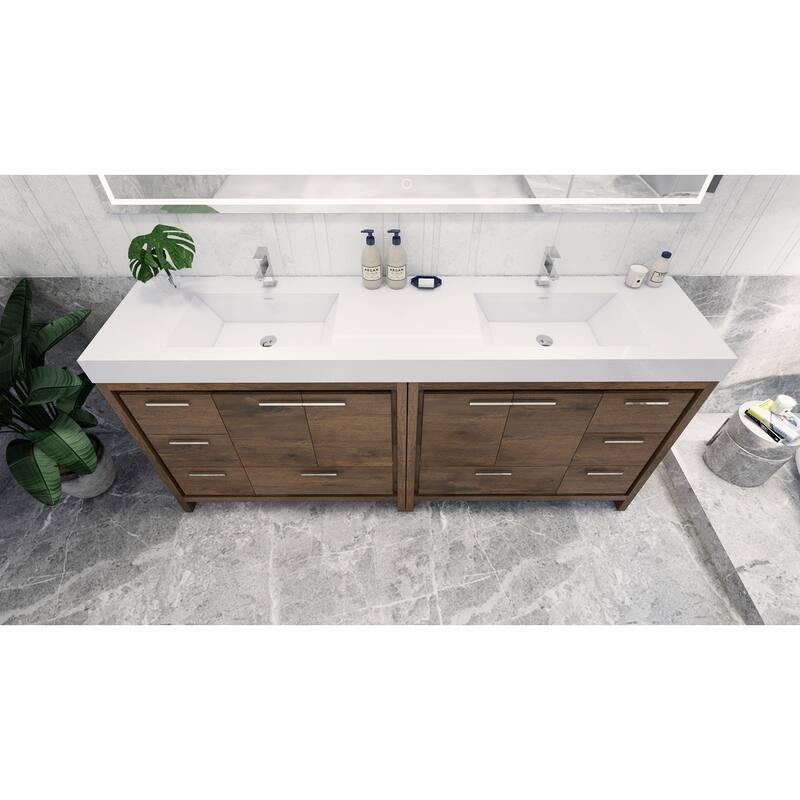 Dove 84'' Freestanding Vanity with Double Reinforced Acrylic Sink