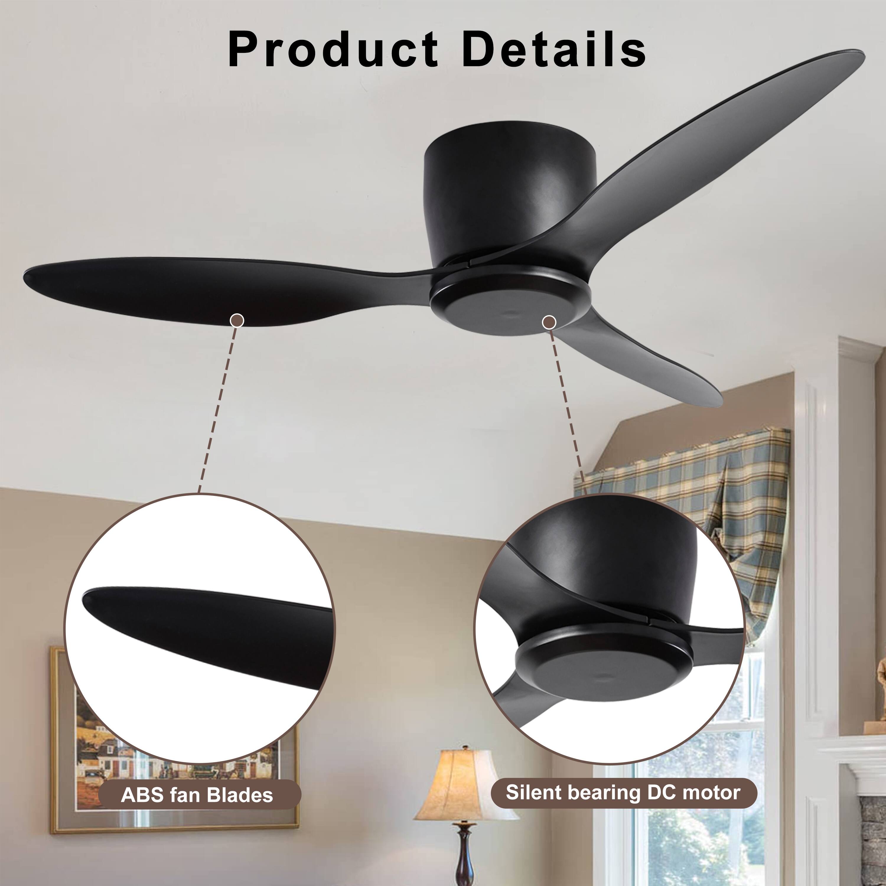 Matte Black 6-Speed Reversible Ceiling Fan 3 Blades Fans with Remote ...