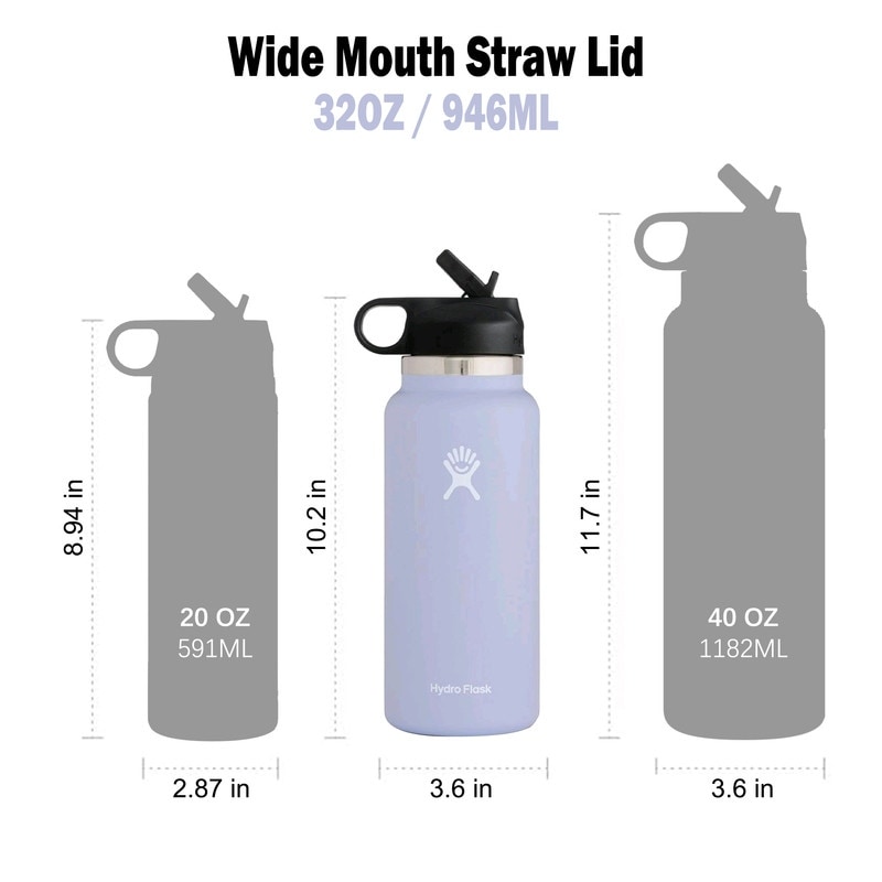 Hydro Flask 32oz Vacuum Insulated Stainless Steel Water Bottle Wide Mouth  with Straw Lid - Bed Bath & Beyond - 39202648