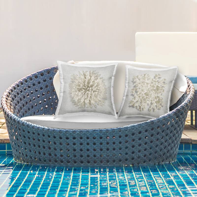 Stupell Distinct Natural Coral Printed Outdoor Throw Pillow Design by Caroline Kelly (Set of 2)