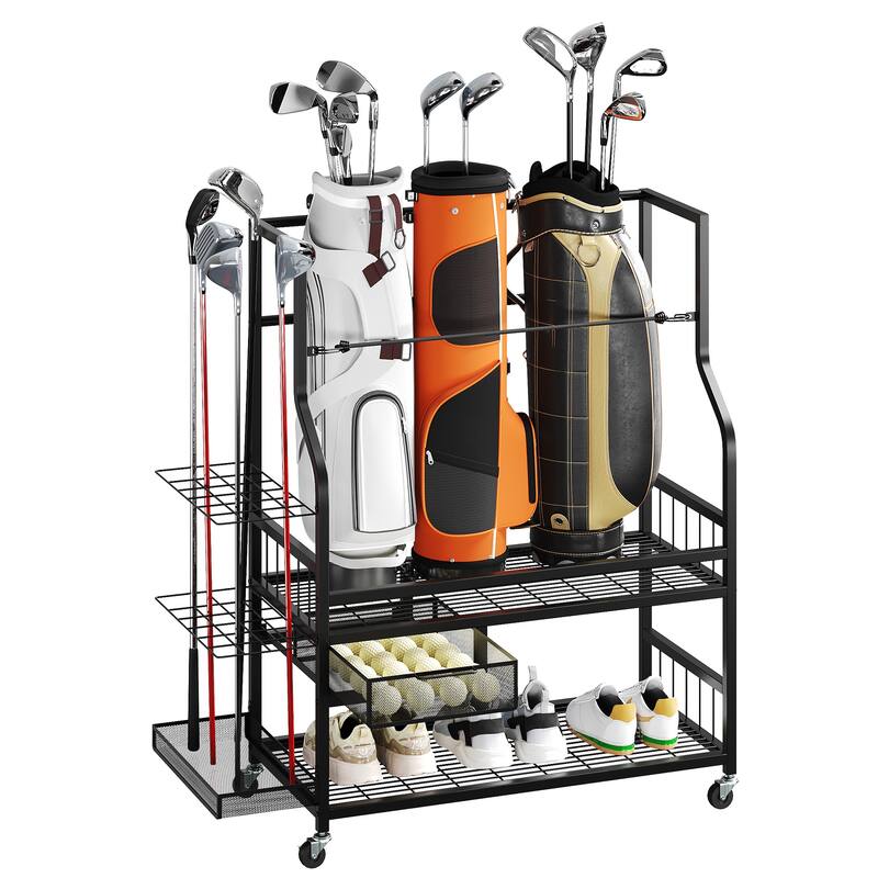 Moasis 3/5 Golf Bag Organizer Stand Holder with Wheels