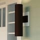 preview thumbnail 1 of 9, VAXCEL Chiasso 2-Light Outdoor Wall Sconce made of Rust-Resistant Aluminum Metal Shade, Up-Down Wall Wash, LED Compatible Deep Bronze - 5-in W x 20-in H x 8-in D