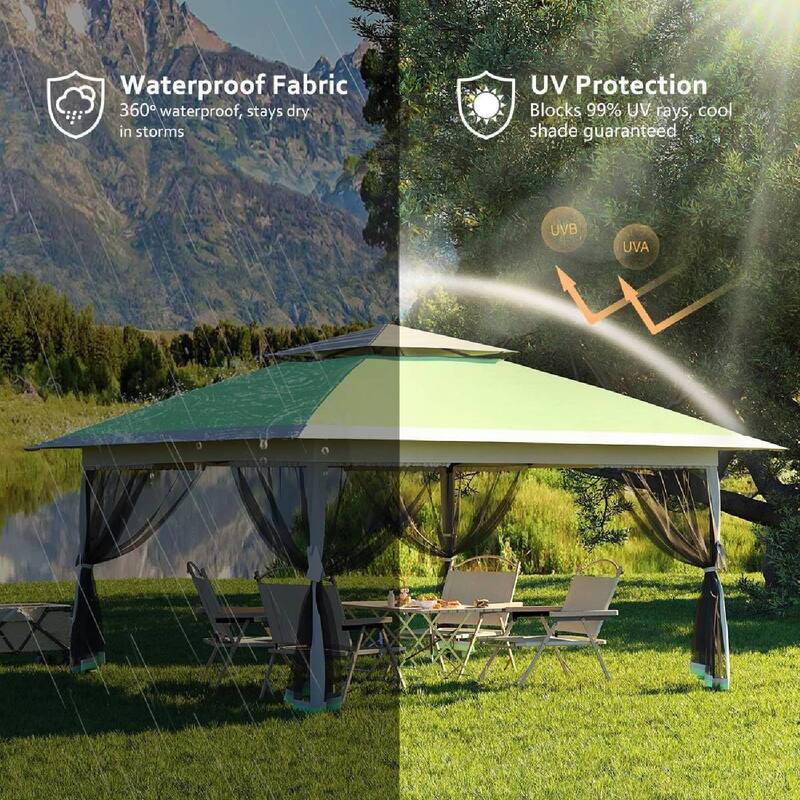 12x12 Ft Pop Up Gazebo Canopy Tent for Backyard Patio Garden with 4 Sand Bags - N/A