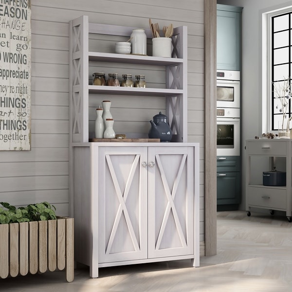 Figg Rustic Wood Multi shelf Microwave Cabinet by Furniture of America On Sale Bed Bath Beyond 22398089