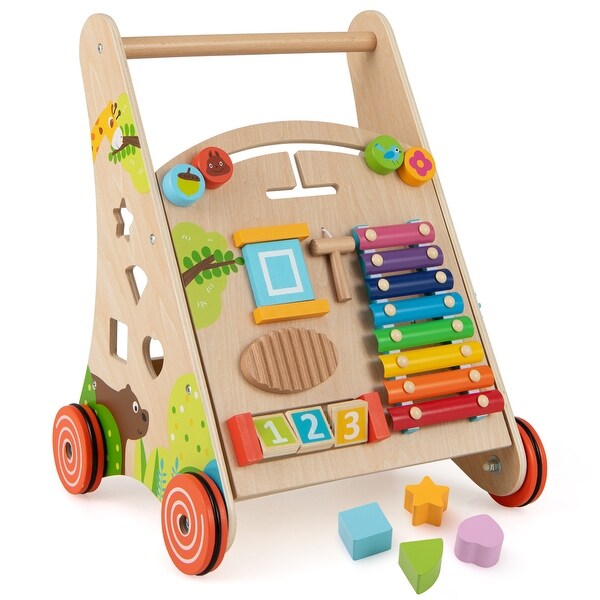 Gymax Montessori Baby Push Walker, Multicolor, 14