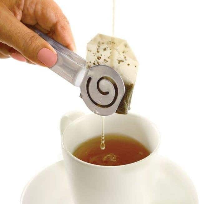 Norpro 5.25" Decorative Swirl Stainless Steel Tea Bag Squeezer Tongs - No Drips